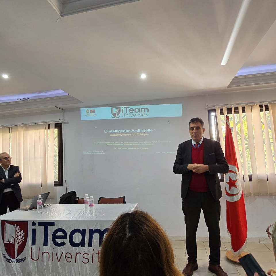 Conf&eacute;rence IA et &Eacute;thique &agrave; iTeam University Tunis avec le Dr Maledh Marrakchi