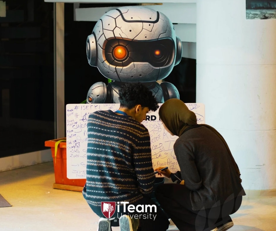 &Eacute;tudiants et encadrants au hackathon iSERoboT